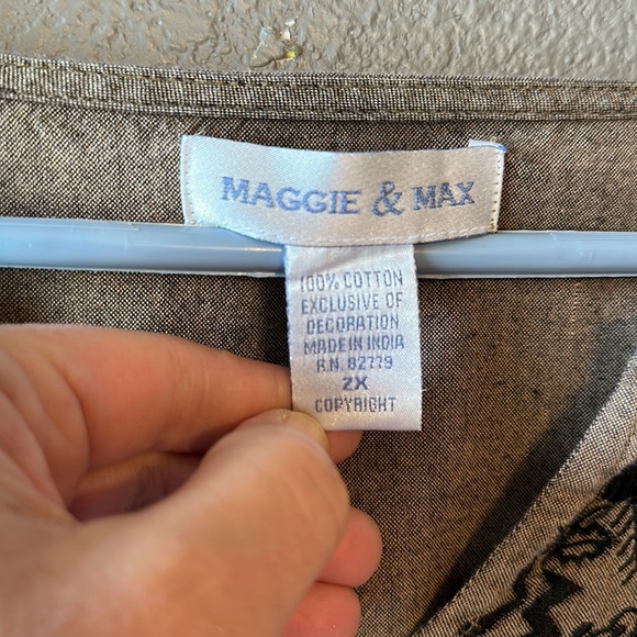 Maggie & Max brand Size 2X. Embroidered detail Boho Blouse. Like New - Picture 2 of 16